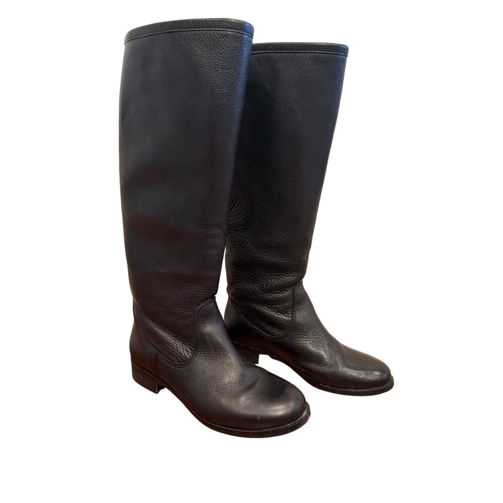 La Canadienne Black Leather Tall Boots Back Zipper Riding Boot 32927 Women's 6
